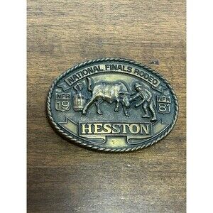 Hesston 1981 National Finals Rodeo Belt Buckle -- Rodeo Clown Bullfighters